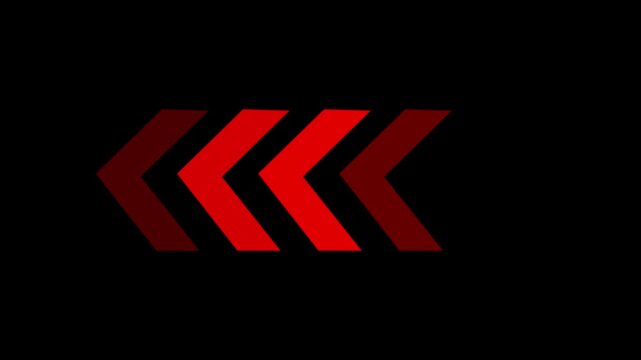 Direction concept, neon arrow icon, arrows indicate the direction. looping swipe left arrow pointing icon animation. arrow icon concept animation left to right direction looping.