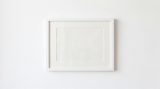 Minimalist White Square Picture Frame on a Plain White Wall.