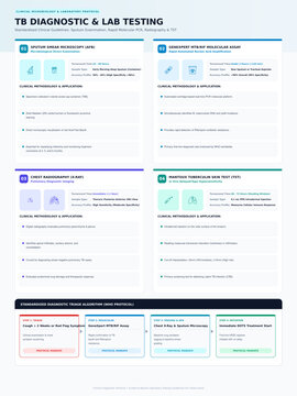 A comprehensive flowchart explaining the systematic procedure for the clinical identification and detection of mycobacterium tuberculosis pathogens through standardized laboratory diagnostic meth