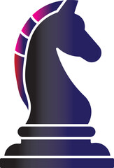Chess knight strategy icon symbolizing planning, tactics and decision making. Business strategy, leadership,  Chess Knight Minimalist Black Line Vector Icon.  Gradient chess knight piece icon  © MDParveg