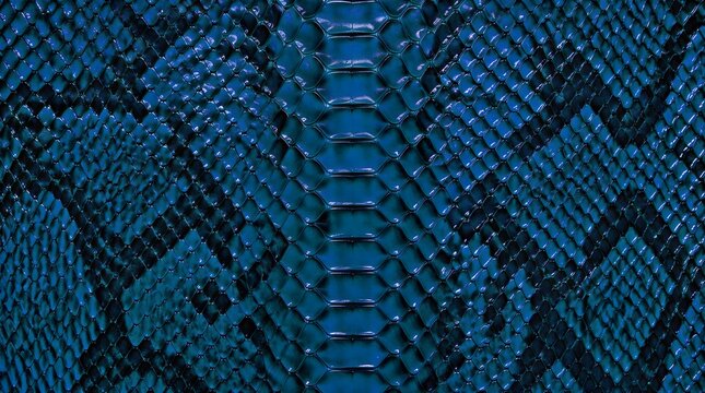 Flat Lay Cobalt Blue Python Snake Skin Texture Background Edge to Edge Pattern