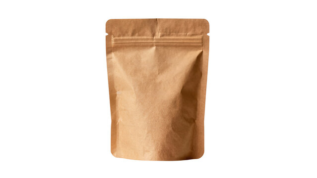 Craft paper pouch isolated on transparent background,png,cutout