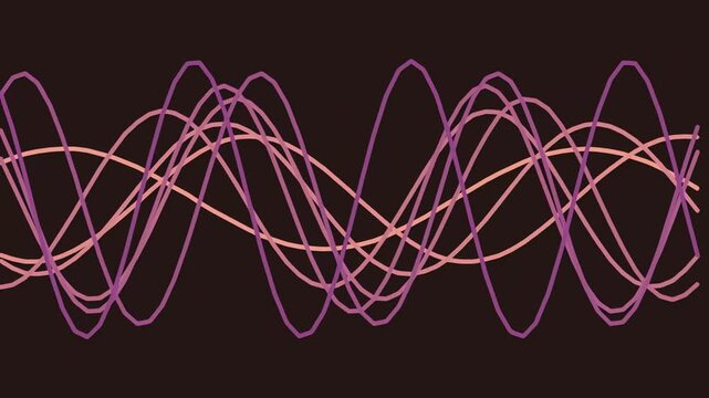 Abstract pink and orange frequency waves moving on dark background