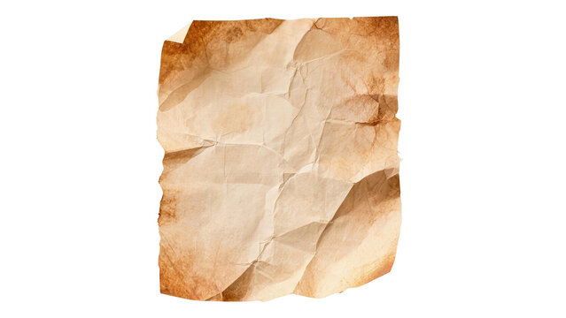 Blank ancient parchment paper isolated on a transparent background,png,cutout