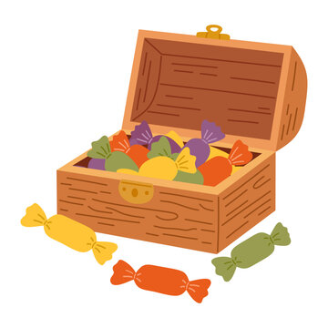Halloween Candy Box Hand Drawn Flat Illustration