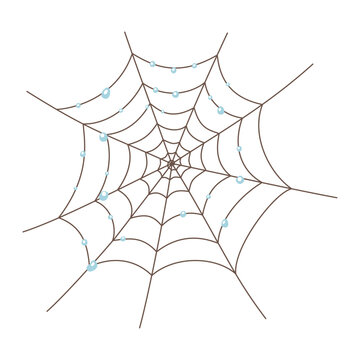 Spider Web Halloween Decoration Hand Drawn Flat Illustration