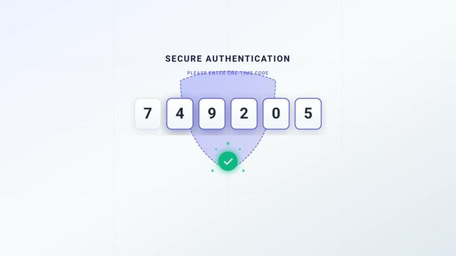 Secure authentication process with entering verification code numbers and digital shield graphic motion video footage clip