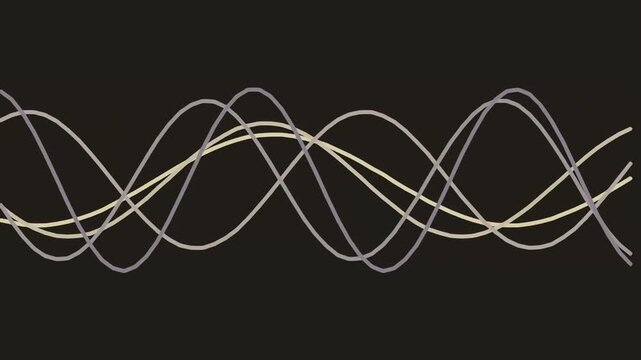 Abstract sine wave patterns moving across a black background