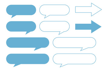 Fototapeta premium Simple Blue and White Speech Bubble and Right Arrow Set