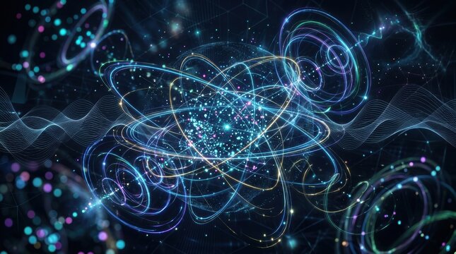 Dynamic Abstract Visualization of Atomic Particles with Light Waves and Particles
