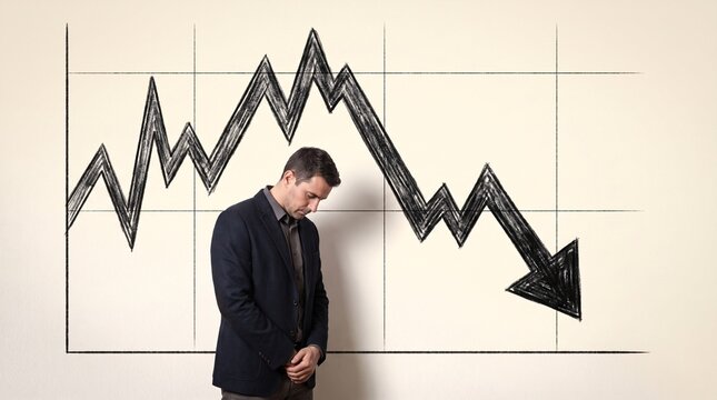 Stressed Investor Watching Stock Market Downturn
