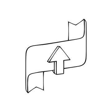 Minimal Ribbon Banner with Upward Arrow Symbol for Direction Growth Progress Success and Business Promotion Design Template Illustration Concept