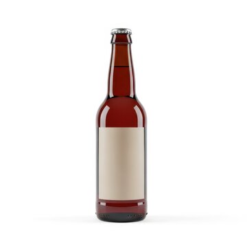Brown glass beer bottle with amber liquid