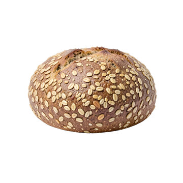 Multigrain bread round grain covered loaf isolated