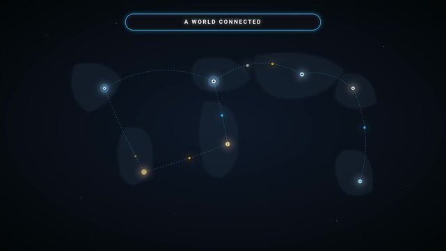Global network map connection motion graphic loop with glowing dots and digital blue interface elements