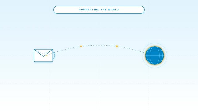 Email message sending animation connecting worldwide globe icon in digital communication motion graphics video footage