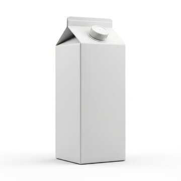Empty white carton milk jug with cap