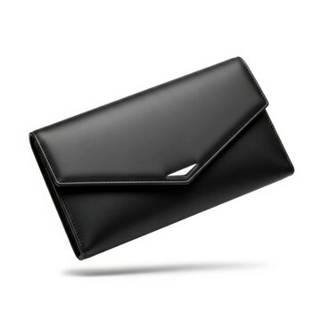 Black slim wallet lying flat on surface
