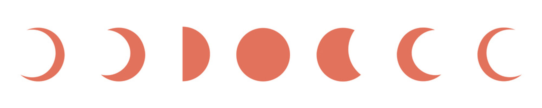 Terracotta Moon Phase Illustration Set Isolated on Transparent Background PNG Lunar Vector Symbols