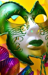 carnival vask between confetti - mardi gras banner - carnival venice - masquerade  © Adriana