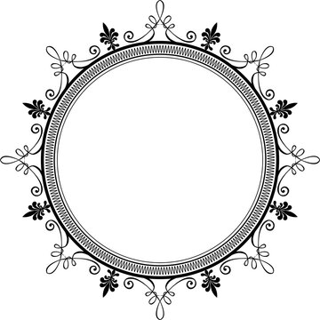 AI Generative. Luxury Black Vintage Circular Frame Isolated Design for Elegant Certificate, Invitation, and Logo Border. 116