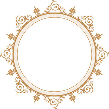 AI Generative. Luxury Gold Vintage Circular Frame Isolated Design for Elegant Certificate, Invitation, and Logo Border. 117