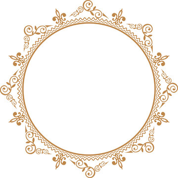 AI Generative. Luxury Gold Vintage Circular Frame Isolated Design for Elegant Certificate, Invitation, and Logo Border. 119