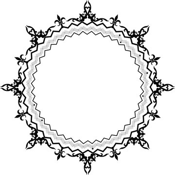 AI Generative. Luxury Black Vintage Circular Frame Isolated Design for Elegant Certificate, Invitation, and Logo Border. 118