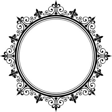 AI Generative. Luxury Black Vintage Circular Frame Isolated Design for Elegant Certificate, Invitation, and Logo Border. 114