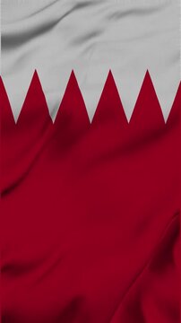 Realistic Bahrain national flag waving gently in the wind with detailed fabric texture and natural movement.