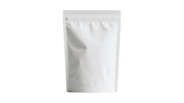 White matte plastic stand up pouch with zipper lock for food packaging