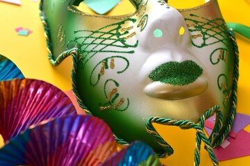 carnival vask between confetti - mardi gras banner - carnival venice - masquerade  © Adriana