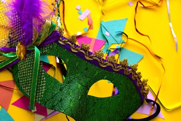 carnival vask between confetti - mardi gras banner - carnival venice - masquerade  © Adriana