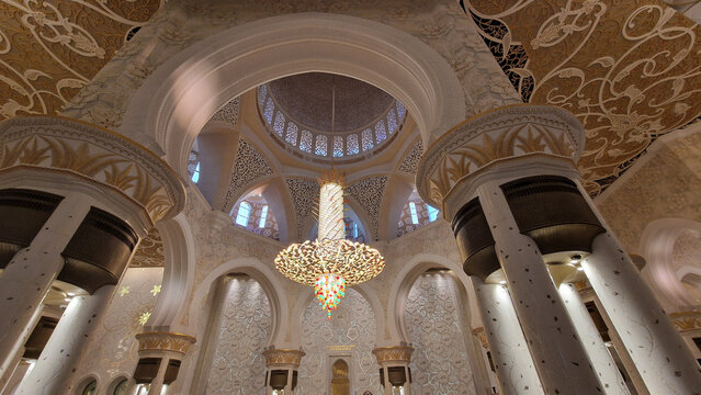 Ornate Interior of Sheikh Zayed Grand Mosque Abu Dhabi UAE