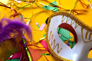carnival vask between confetti - mardi gras banner - carnival venice - masquerade  © Adriana