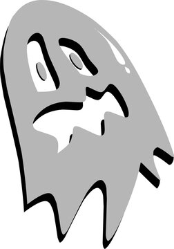 Hand Drawn Grayscale Ghost Character Isolated