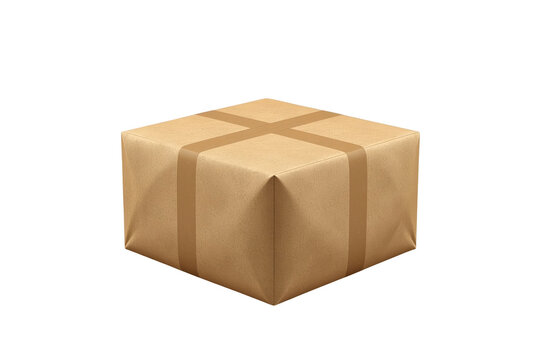 Small kraft paper package with transparent background
