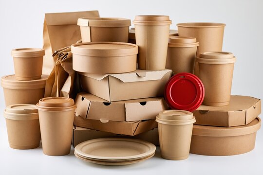 The Takeout Packaging Tower: A Dense Array of Disposable Cups and Boxes