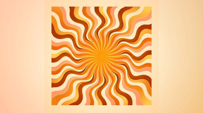 Motif sunburst orange r&eacute;tro