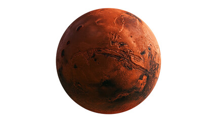 Red planet Mars with visible craters and surface terrain features © Isadora
