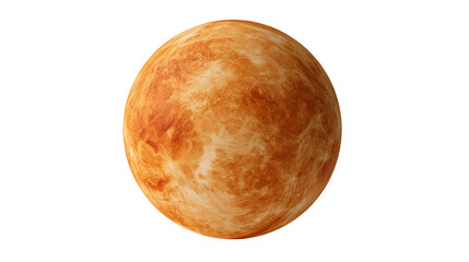 Bright orange textured planet Venus sphere with cratered surface details © Isadora
