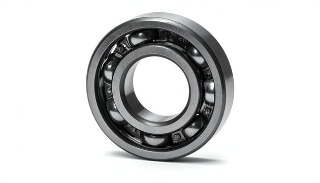 Precision steel ball bearing isolated on white background studio macro photography for industrial engineering