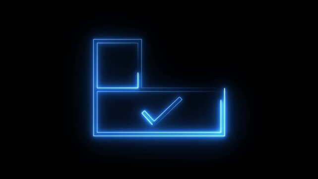Neon check mark animation on enter key icon motion graphic for business and technology presentations
