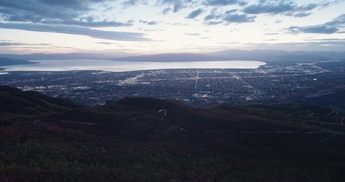 Majestic High, Aerial View Of Hills And City At Dusk