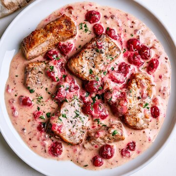 Pan-seared pork loin medallions with cranberry sauce