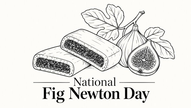 Hand drawn illustration of fig cookies with fresh figs for National Fig Newton Day.