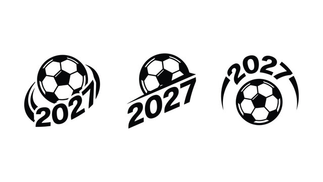 Creative soccer ball logos featuring year twenty twenty seven designs