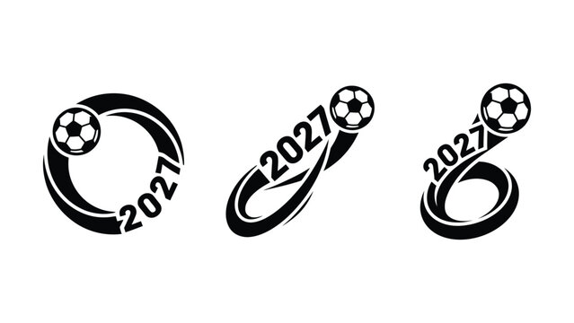 Creative Soccer Year Number Design Logos Featuring Soccer Balls