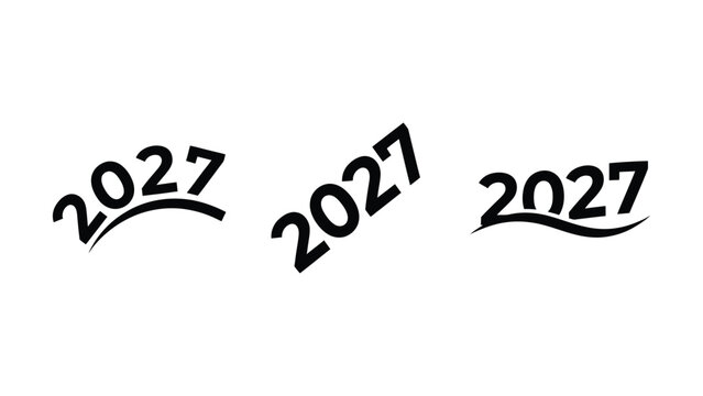 Creative stylized year number twenty twenty seven designs with decorative lines
