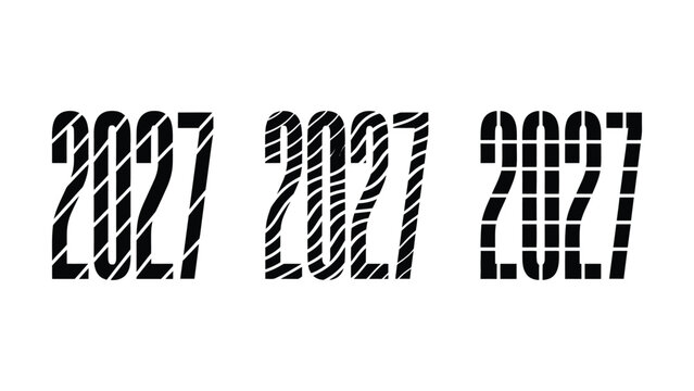 Creative stylized year two thousand twenty seven typography design variations